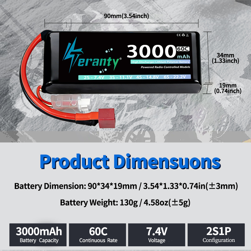 Batería Lipo TERANTY 2S 3000mA - Rc Hobby Usa reseña y precio